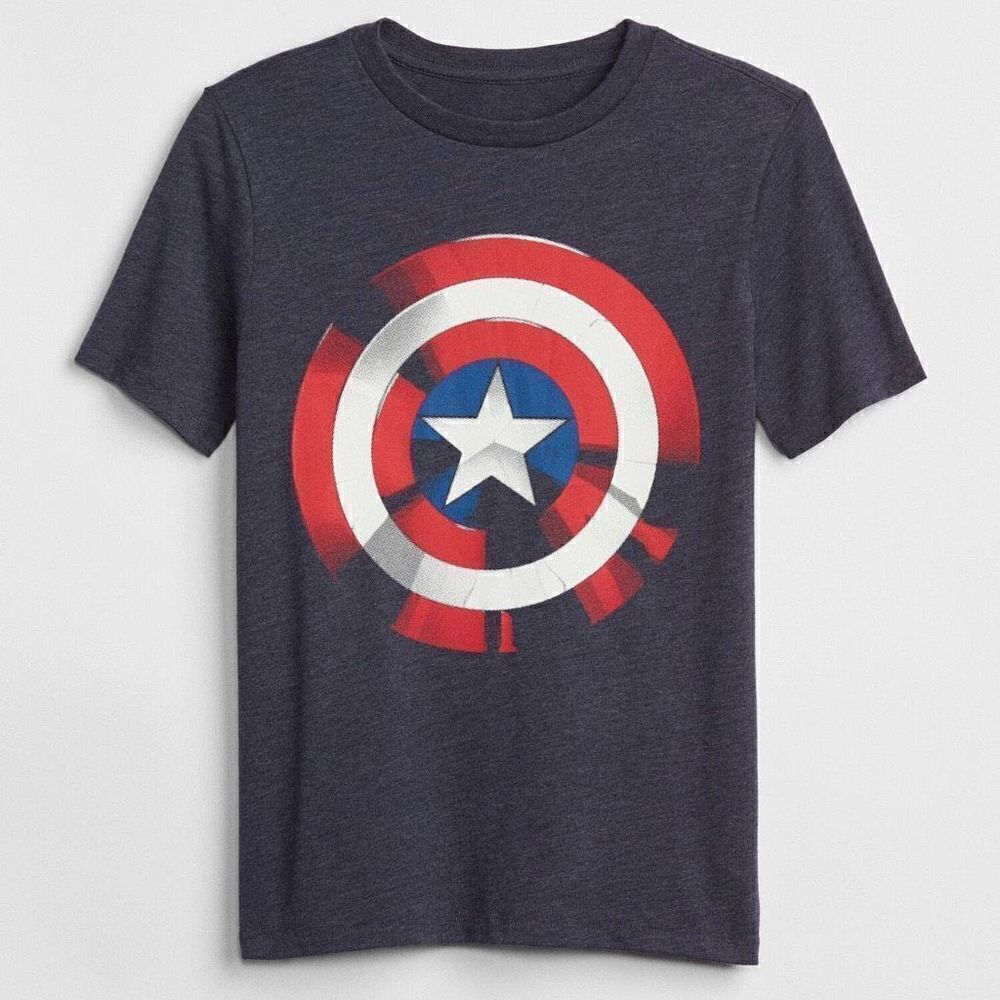 GAP Captain America Shirt Blue Red Marvel Athleisure Small Boys